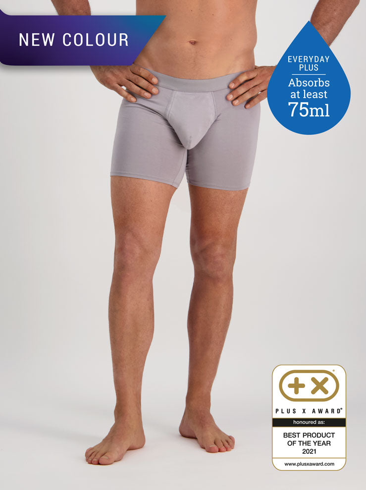 Confitex for Men leakproof long trunks for moderate bladder leakage in light grey